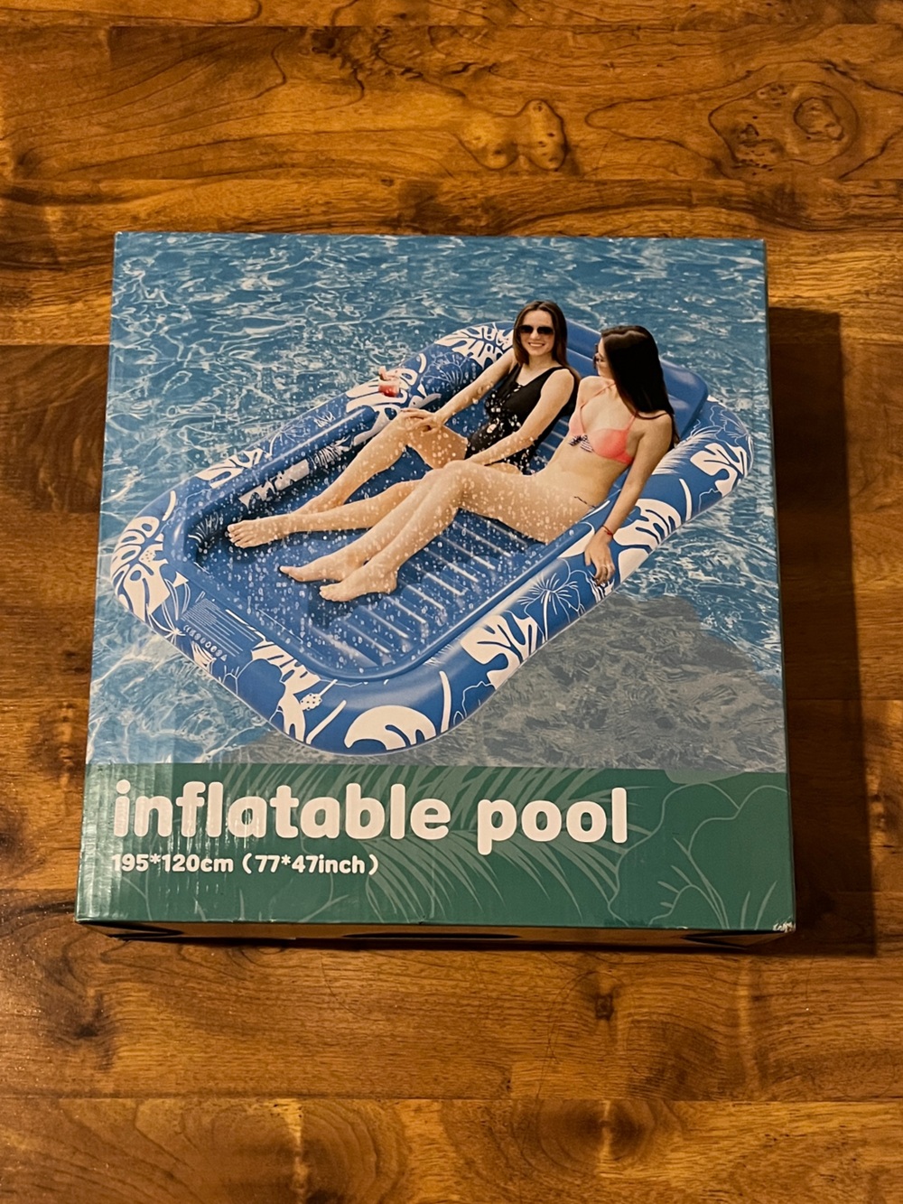 Inflatable Tanning Pool Lounger & Float - Blue (New in Box)